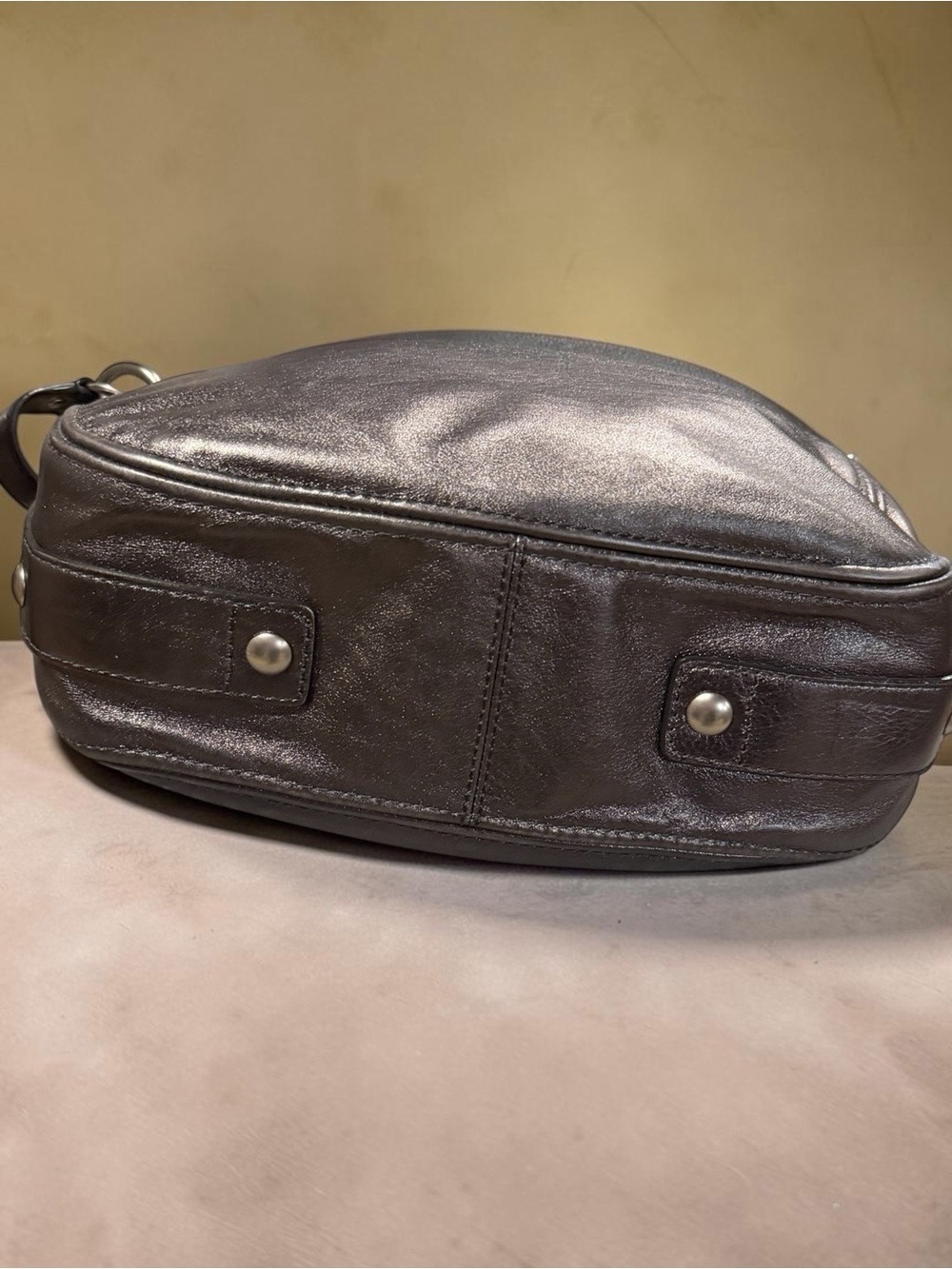Coach Silver Metallic Leather Hobo Bag F14707 - Picture 10 of 16